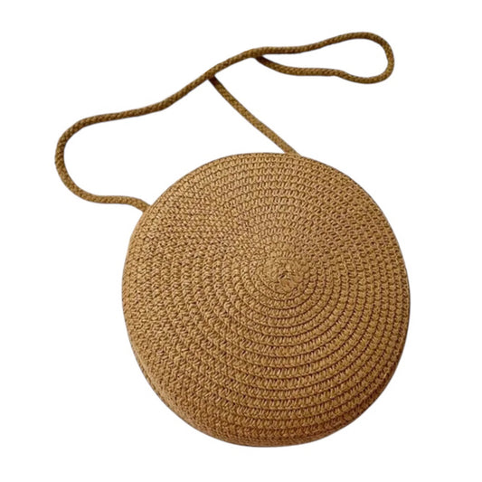 Round Woven Straw Crossbody Bag