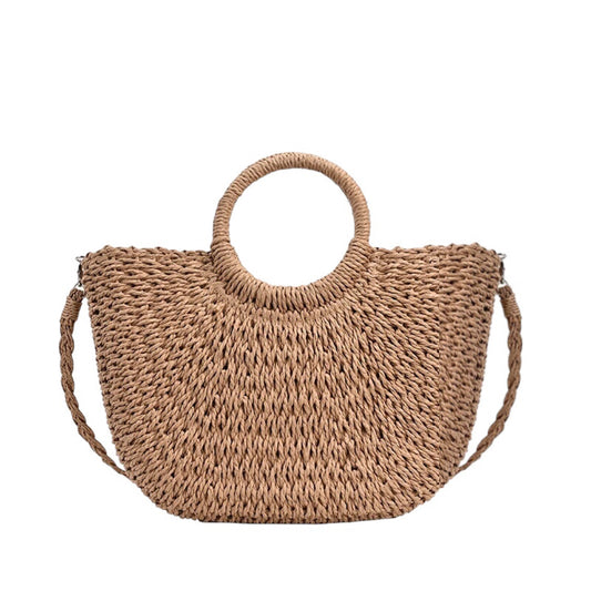 Rustic Straw Shoulder Bag for Women