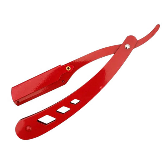 Red Professional Barber Razor for Men in Stainless Steel