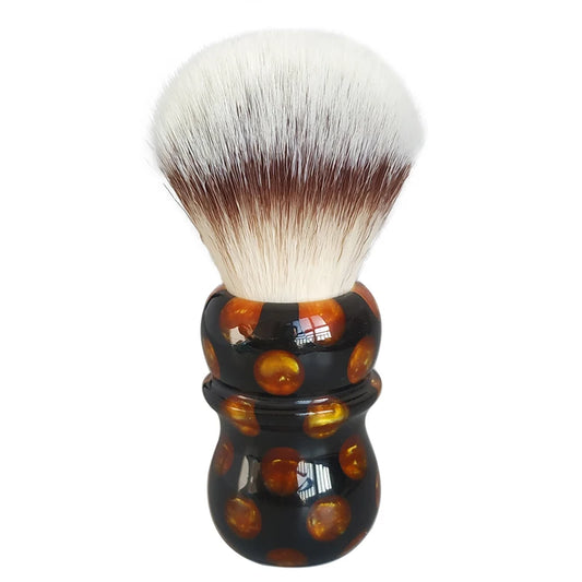 Shaving Brush with Glossy Resin Handle and Gold Finishes