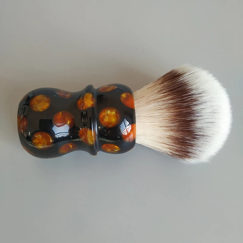 Shaving Brush with Glossy Resin Handle and Gold Finishes