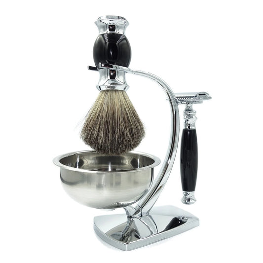 Luxury Shaving Set with Double Edge Safety Razor, Badger Brush, and Soap Bowl