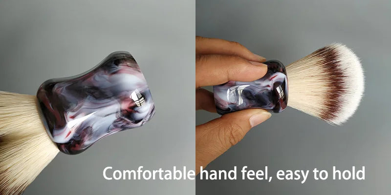 Elegant shaving brush with a marbled resin handle