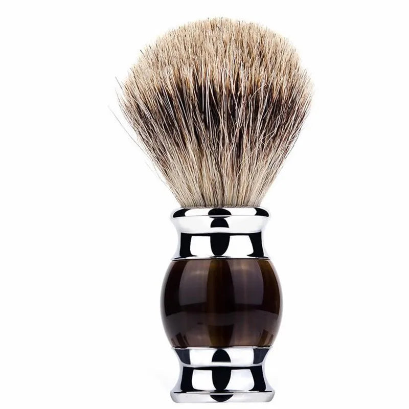 Elegant Shaving Brush with Glossy Resin Handle and Modern Finishes