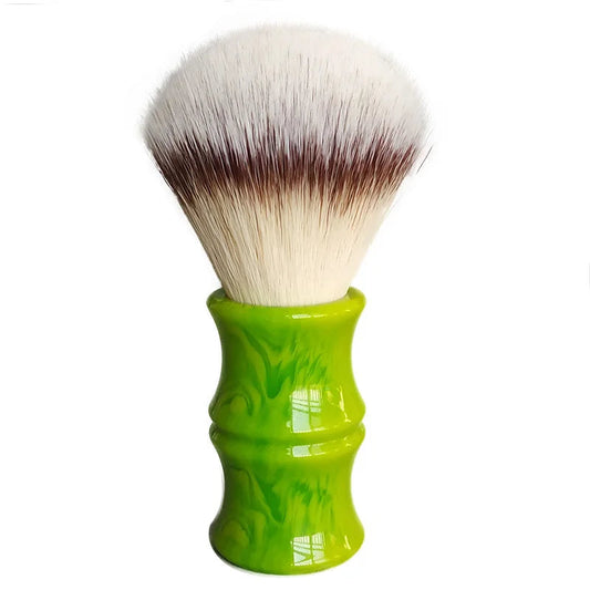 Professional shaving brush with green marble-effect resin handle
