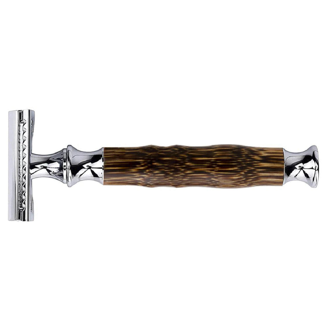 Double-Edge Safety Razor in Stainless Steel with Wooden Handle