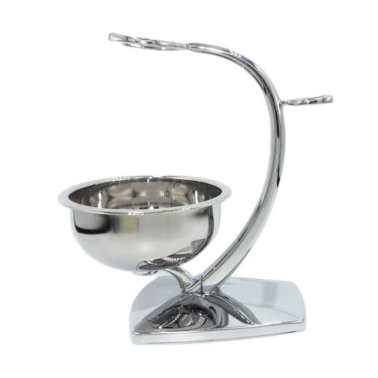 Elegant stainless steel razor stand with integrated bowl