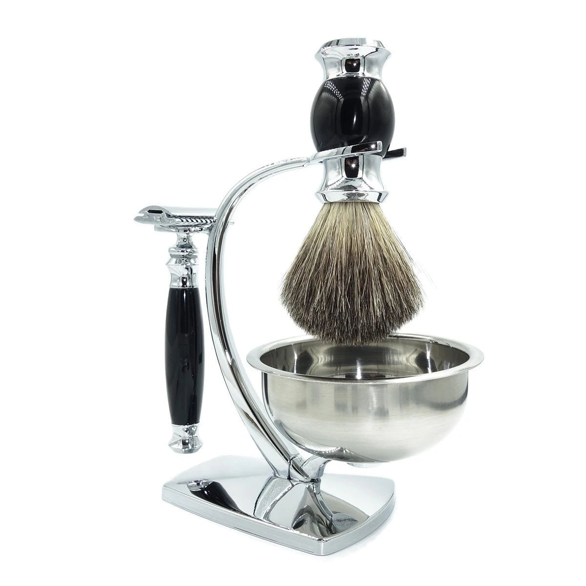 Luxury Shaving Set with Double Edge Safety Razor, Badger Brush, and Soap Bowl