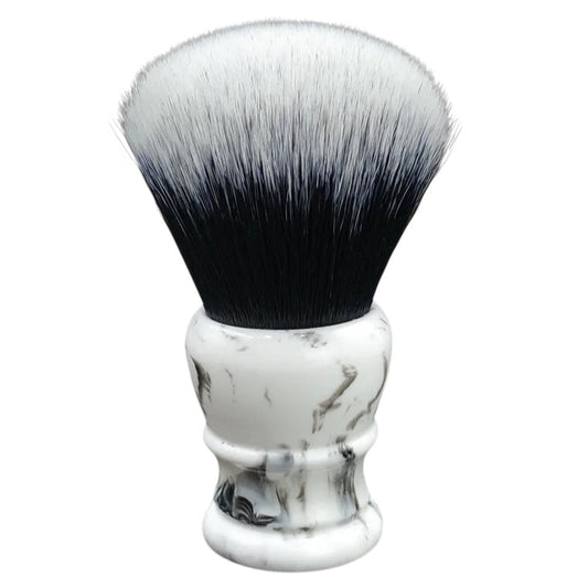 Shaving brush with marble-effect resin handle