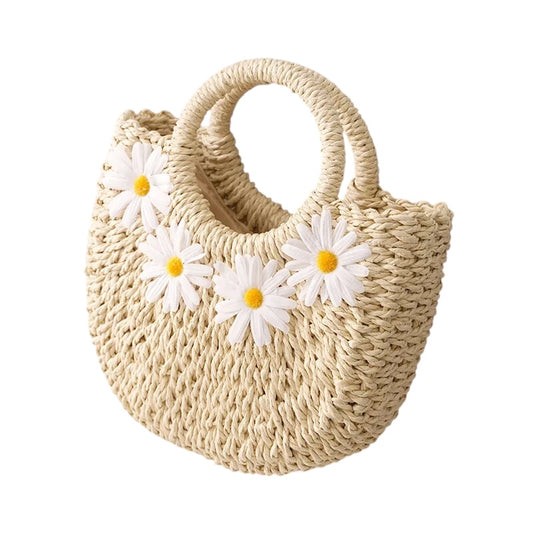 Boho Chic Floral Straw Tote