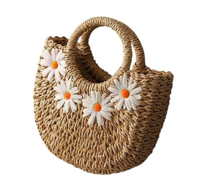 Boho Chic Floral Straw Tote