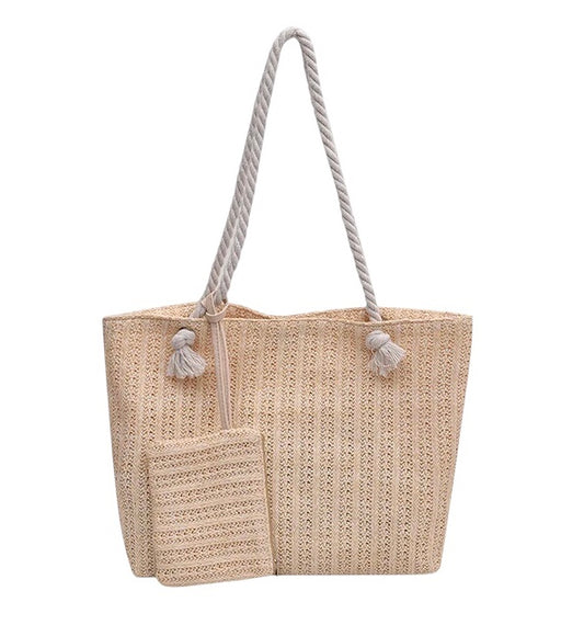 Coastal Breeze Straw Shoulder Bag