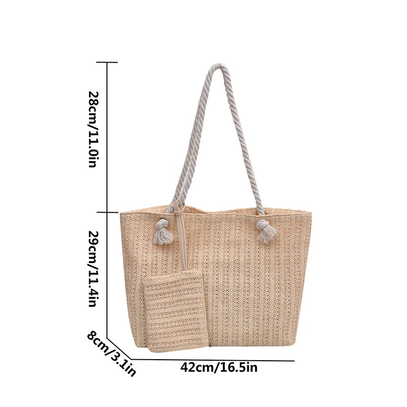 Coastal Breeze Straw Shoulder Bag