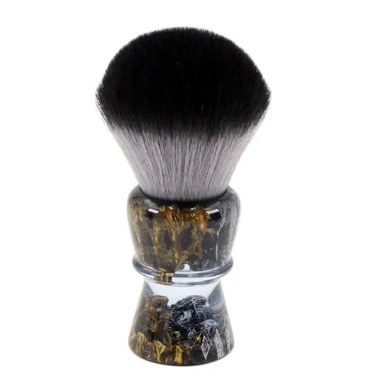 Shaving brush with handcrafted resin handle