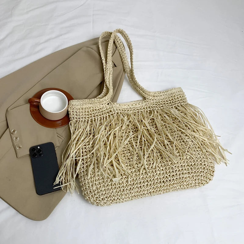 Summer Vibes Handwoven Straw Bag