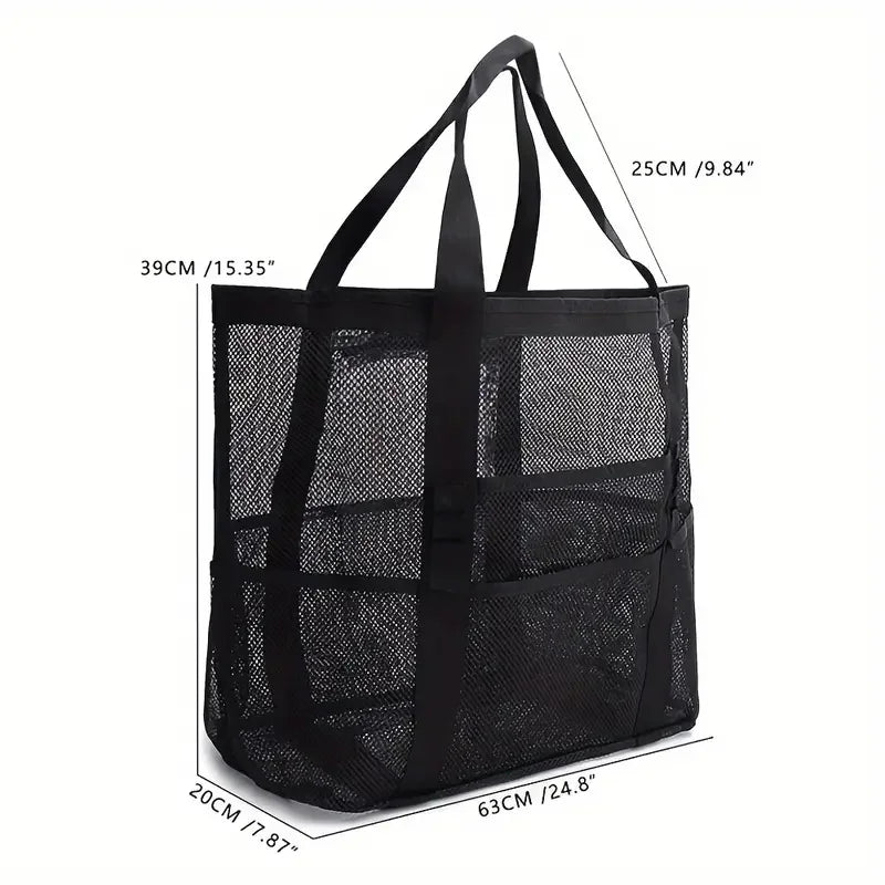 Mesh beach bag with pockets for all your gear