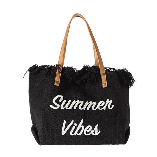 Fringed Canvas Summer Handbag