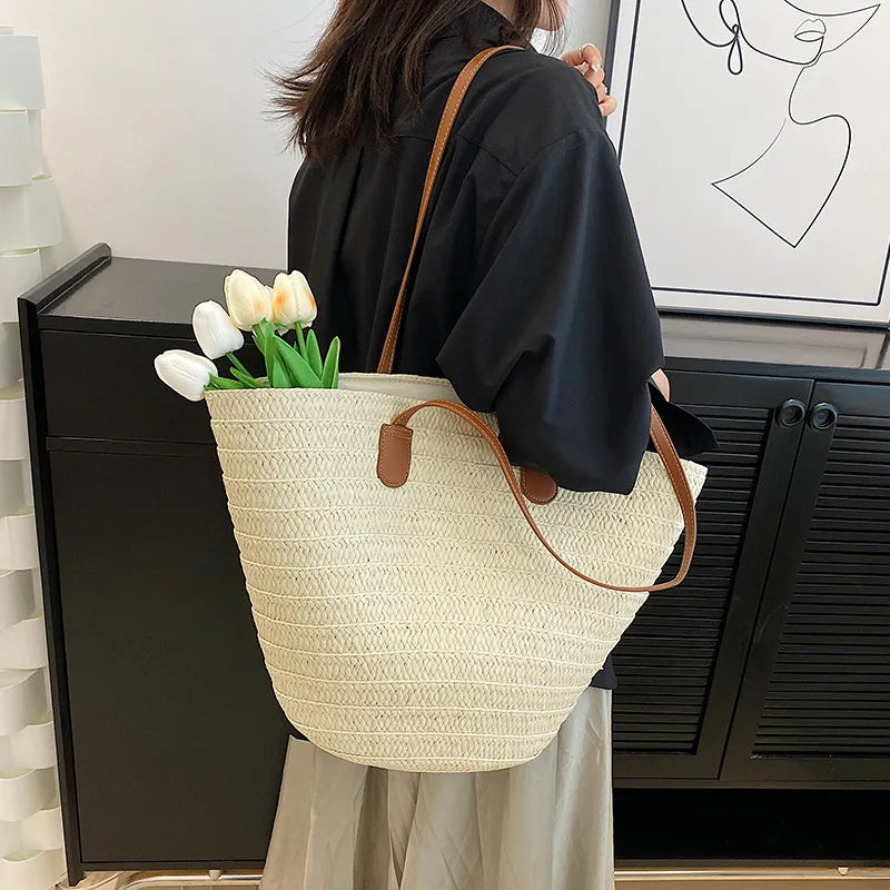 Large Straw Tote Bag for Women