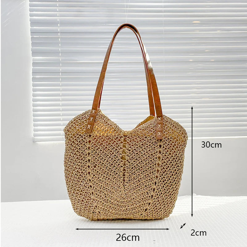 Minimalist Straw Shoulder Bag
