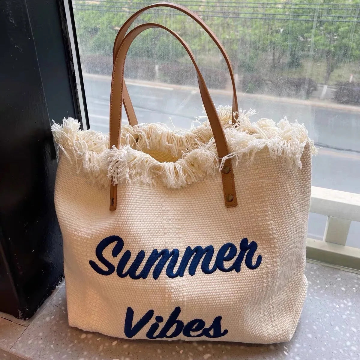 Fringed Canvas Summer Handbag