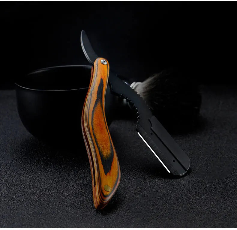 Classic Razor with Handcrafted Wooden Handle and Steel Blade