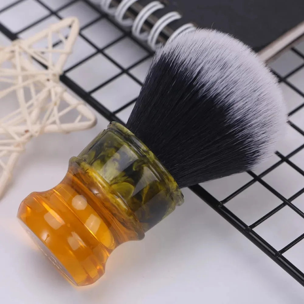 Luxury Soft Hair Shaving Brush with Elegant Amber & Black Handle