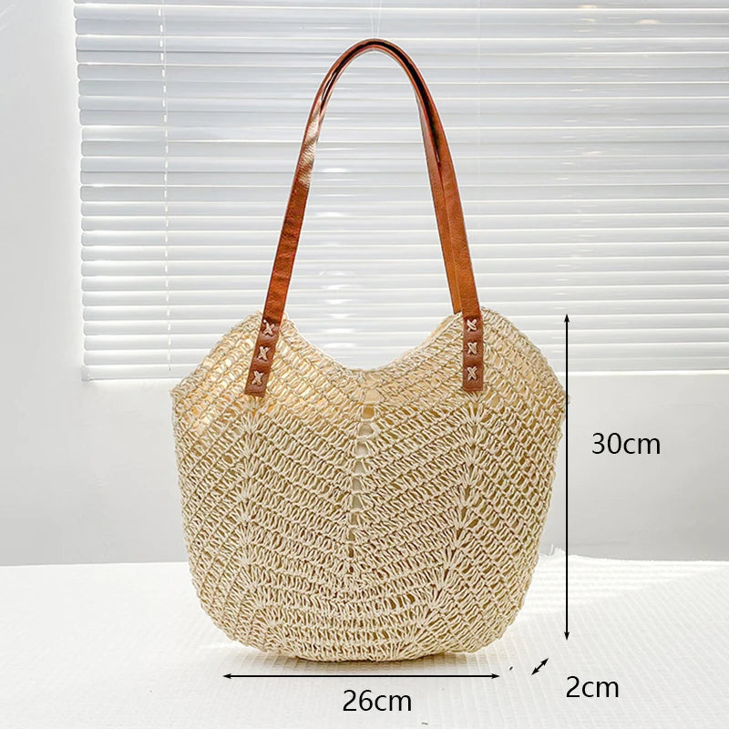 Minimalist Straw Shoulder Bag