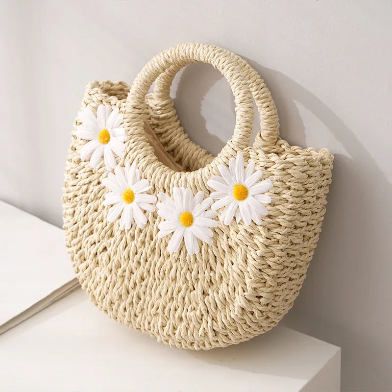 Boho Chic Floral Straw Tote