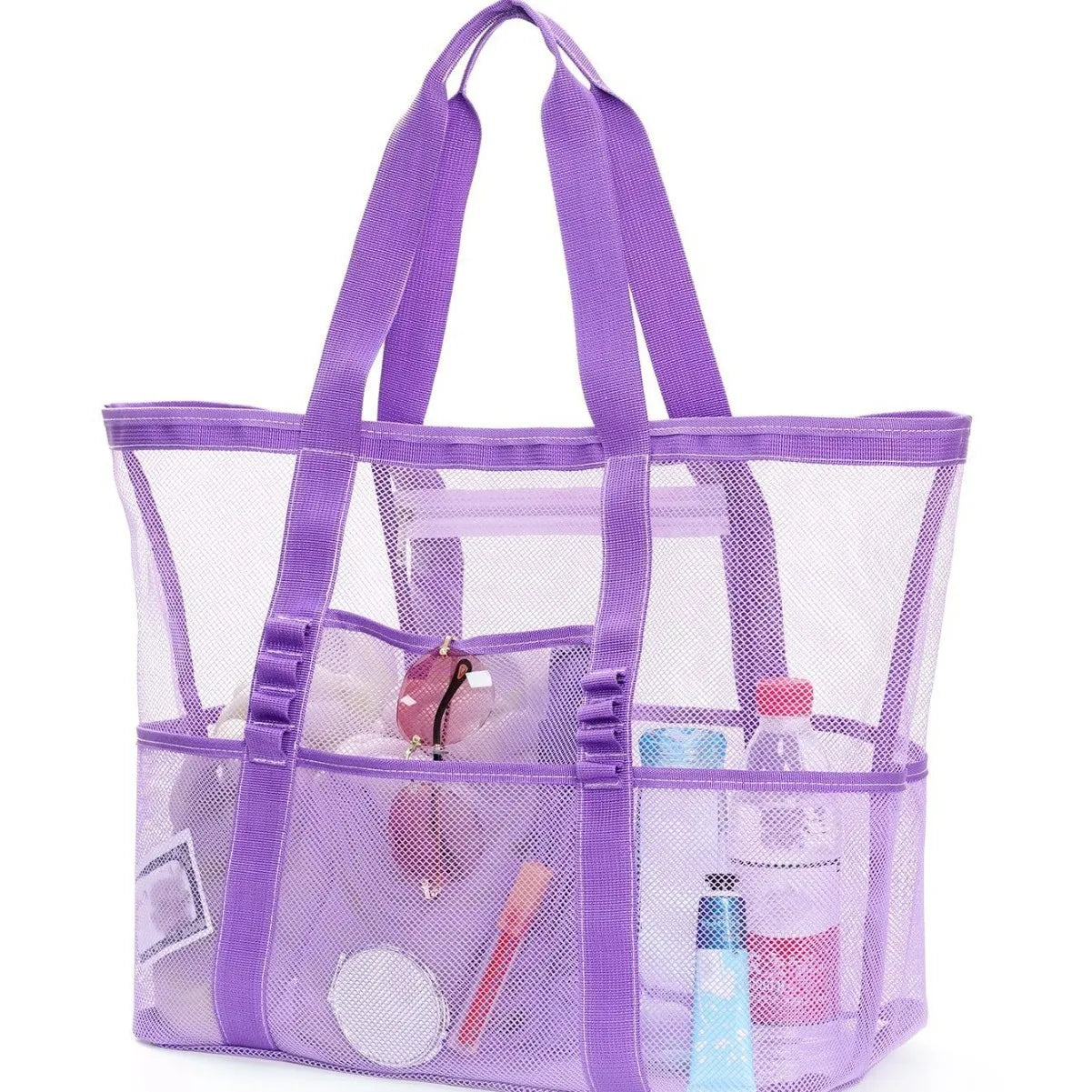 Mesh beach bag with pockets for all your gear