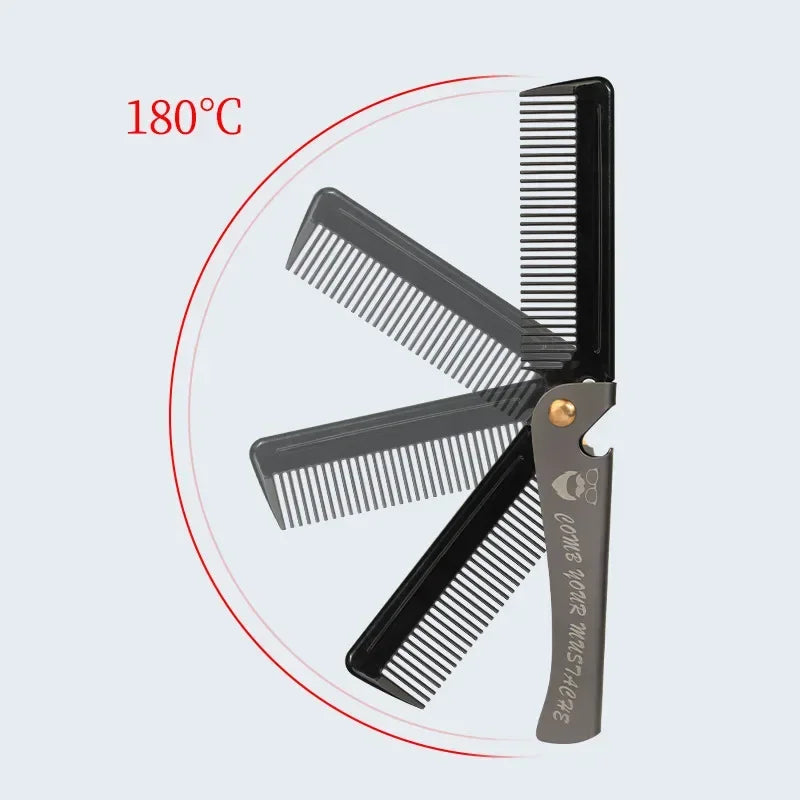Foldable Metal Handle Comb for Mustache and Beard