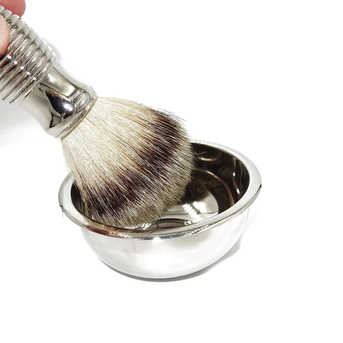 Professional Shaving Brush with Smooth Aluminum Handle and Soft Bristles