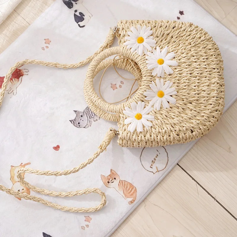 Boho Chic Floral Straw Tote