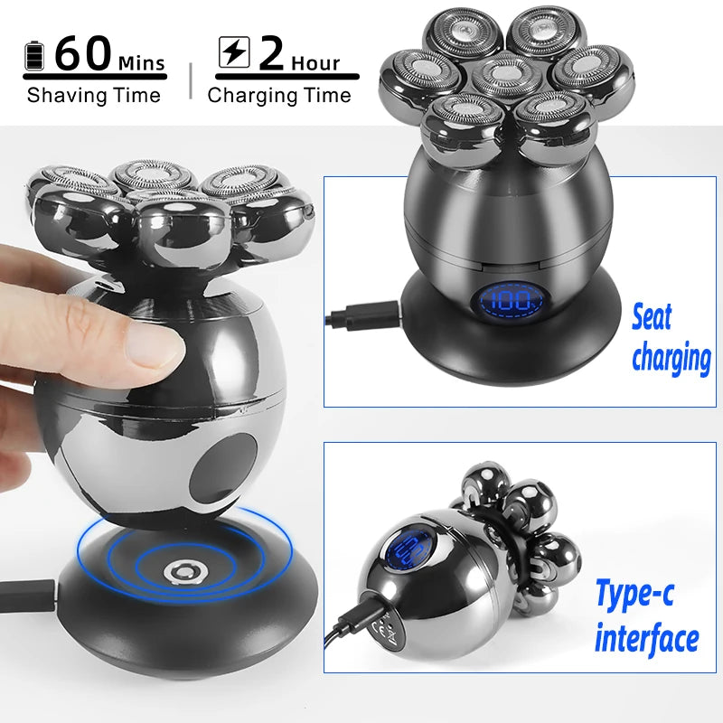 Men’s head shaver with 7 rotary heads