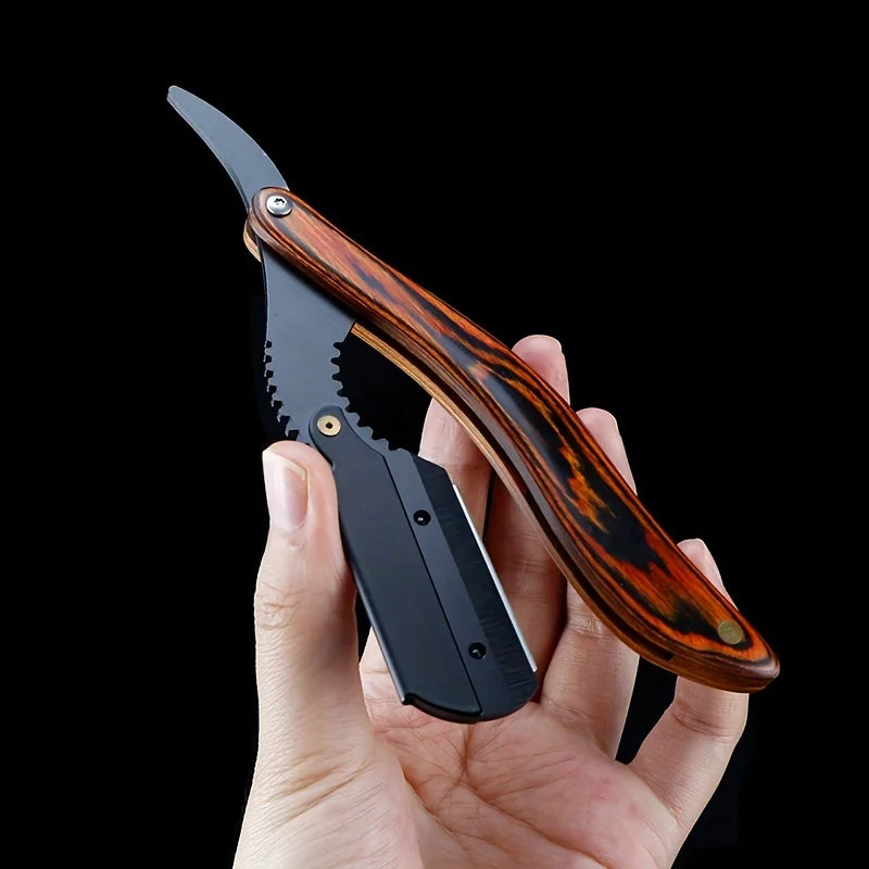 Classic Razor with Handcrafted Wooden Handle and Steel Blade