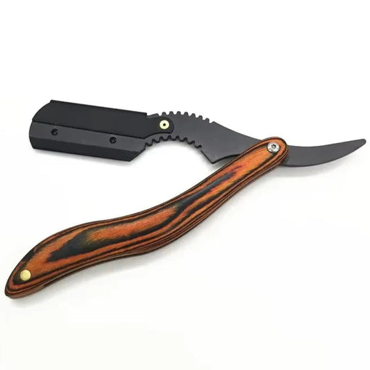 Classic Razor with Handcrafted Wooden Handle and Steel Blade