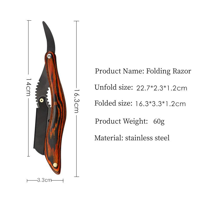 Classic Razor with Handcrafted Wooden Handle and Steel Blade