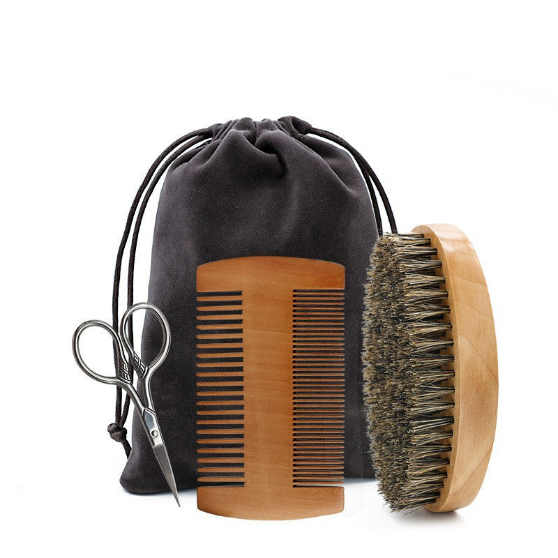 Beard Care Kit: Comb, Brush, and Scissors