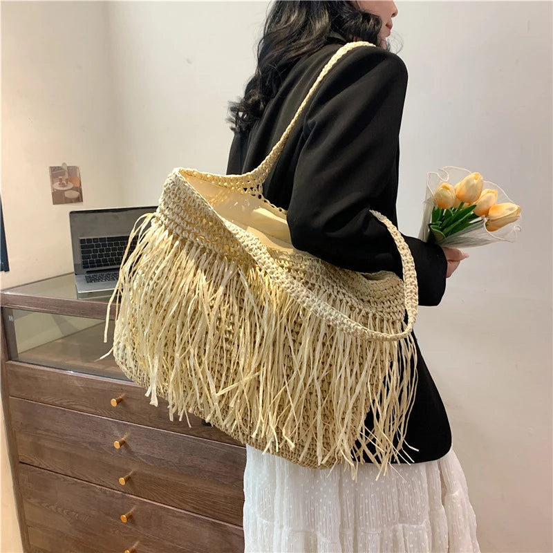 Summer Vibes Handwoven Straw Bag