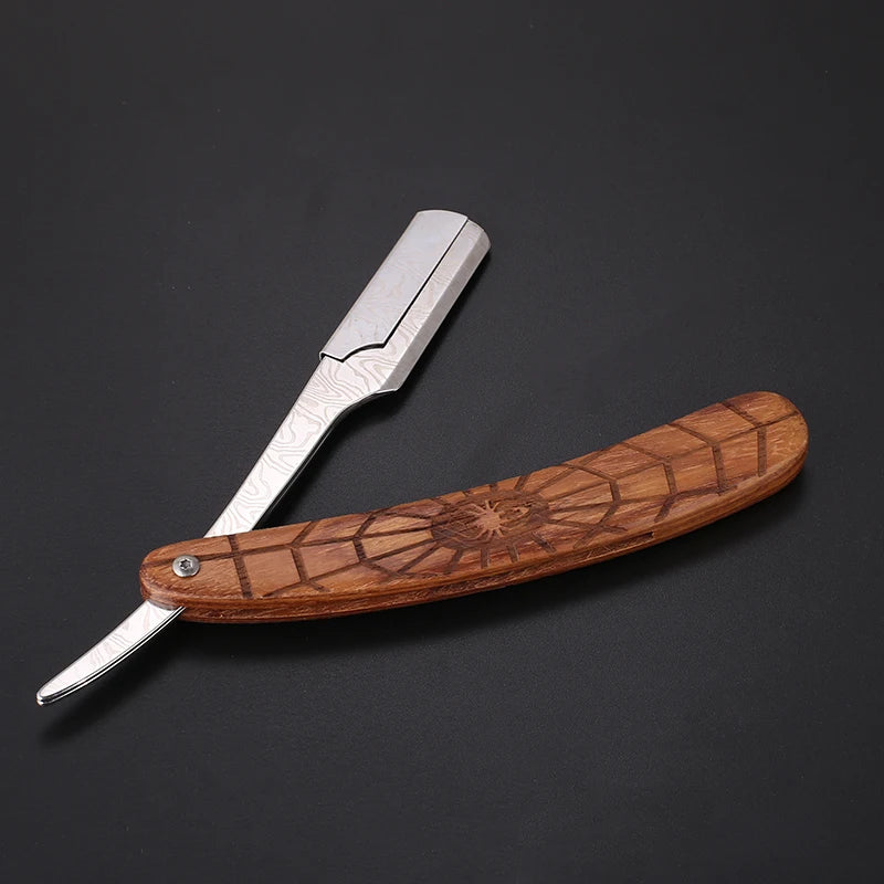 Manual Razor for Men with Wooden Handle and Stainless Steel Blade