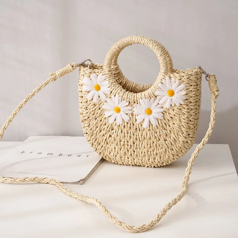 Boho Chic Floral Straw Tote