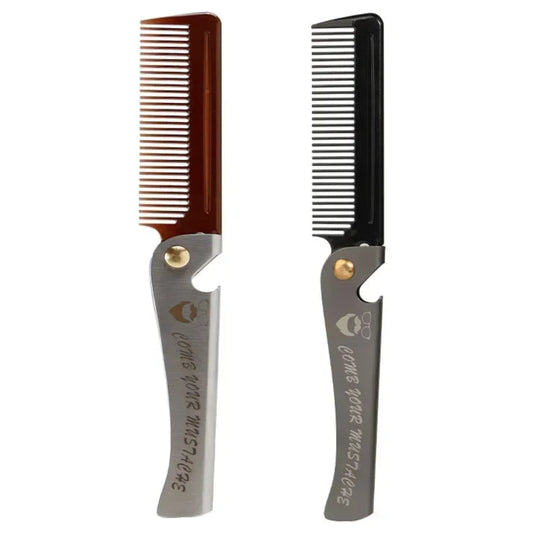 Foldable Metal Handle Comb for Mustache and Beard