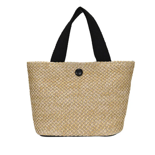 Chic Beach Straw Tote with Contrast Handles
